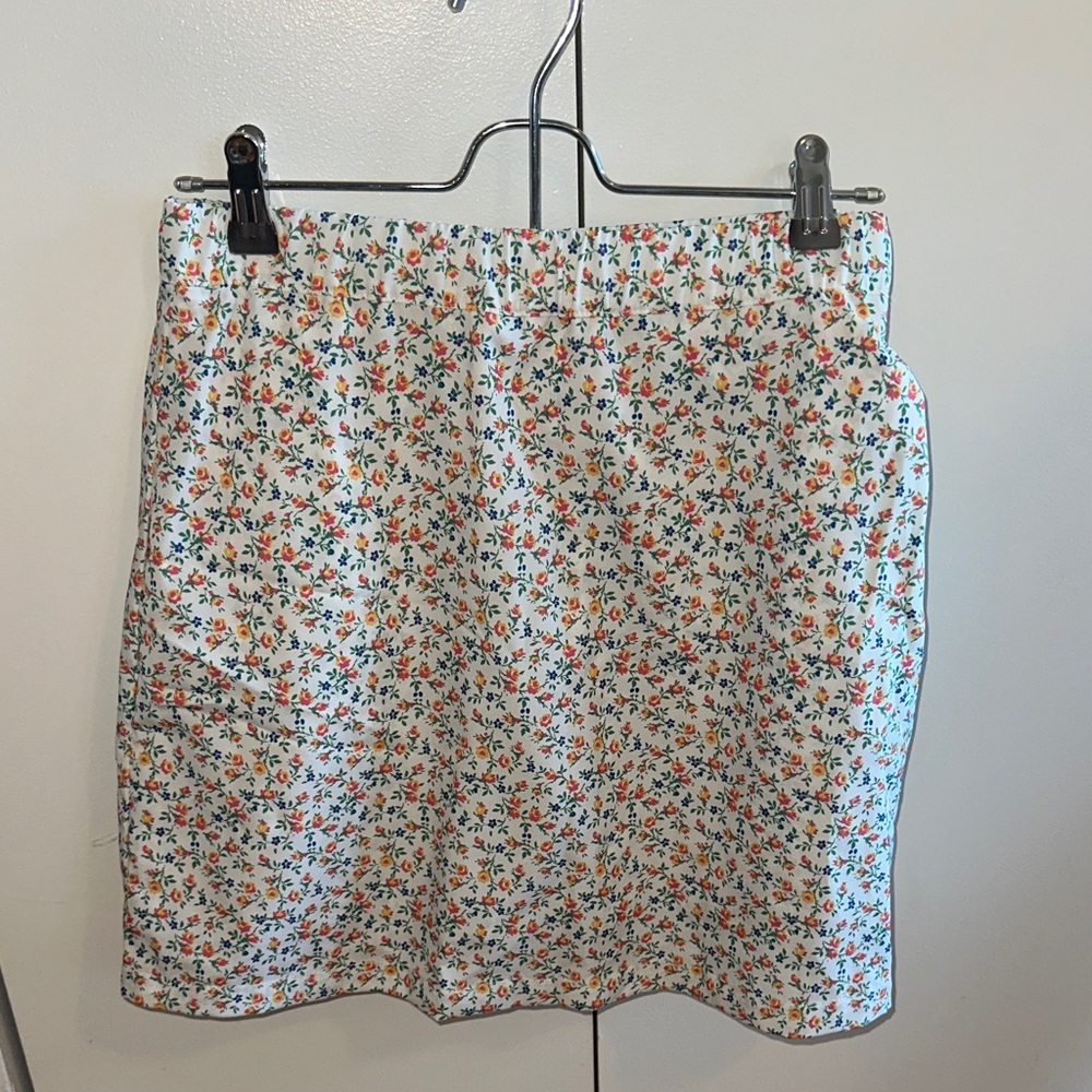White Floral Mini Skirt